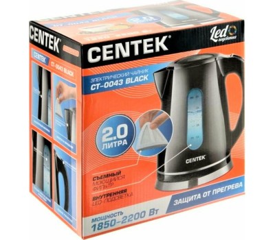 Чайник электрический CENTEK CT-0043 Black (2л. пластик)