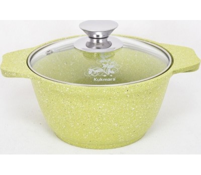 Кастрюля KUKMARA к11tsl а/пр литая 1,0л стекл/кр Trendy style lime