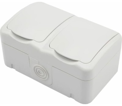 KRANZ (KR-78-0606) БЛОК ГОРИЗОНТАЛЬНЫЙ 2 РОЗЕТКИ MINI OG IP54 С ЗАЗЕМЛЕНИЕМ, О/У, БЕЛЫЙ