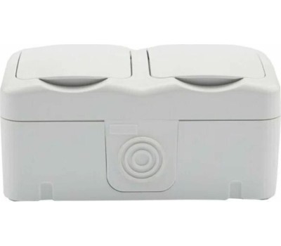 KRANZ (KR-78-0606) БЛОК ГОРИЗОНТАЛЬНЫЙ 2 РОЗЕТКИ MINI OG IP54 С ЗАЗЕМЛЕНИЕМ, О/У, БЕЛЫЙ
