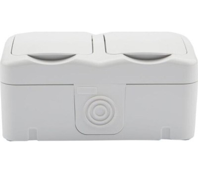 KRANZ (KR-78-0606) БЛОК ГОРИЗОНТАЛЬНЫЙ 2 РОЗЕТКИ MINI OG IP54 С ЗАЗЕМЛЕНИЕМ, О/У, БЕЛЫЙ