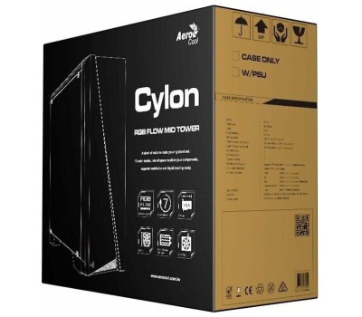 Корпус для ПК AEROCOOL Корпус ATX Cylon, Midi-Tower, без БП, черный [cylon bk]