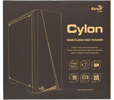 Корпус для ПК AEROCOOL Корпус ATX Cylon, Midi-Tower, без БП, черный [cylon bk]
