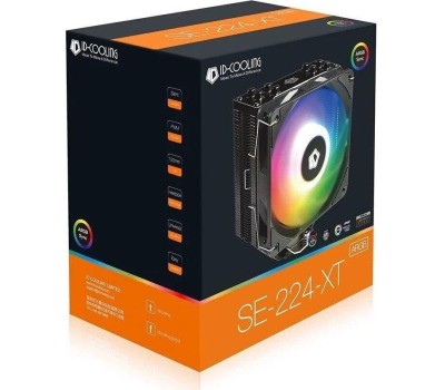 ID-COOLING Кулер SE-224-XTS BLACK LGA1700/1200/115X/AM5/AM4 (10шт/кор, TDP 220W, PWM, 4 тепл.трубки прямого контакта, FAN 120mm) RET
