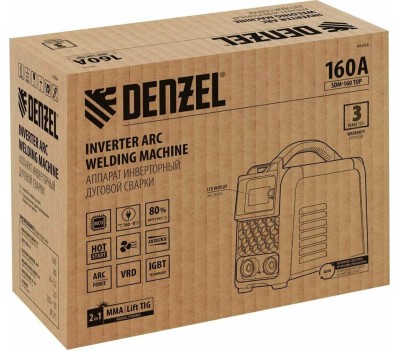 Аппарат инвертор DENZEL Аппарат инвертор. дуговой сварки SDM160 Top, 160 А, ПВ 80% 94354