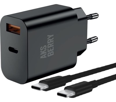 СЗУ AKSBERRY (6900253230016) T43 20W PD + QC3.0 + кабель Type C , черный