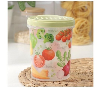 Банка HOMVER Asti Greenery с завинчивающейся крышкой 1л с декором (салатовый) 221129620/04