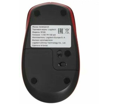 LOGITECH Мышь M190, оптическая, беспроводная, USB, черный и красный [910-005926]