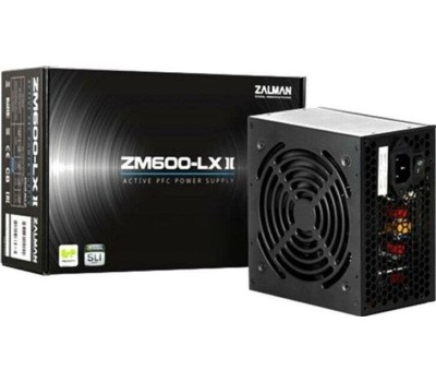 Блок питания ZALMAN Блок питания 600W ZM600-LXII черный (ATX, APFC, 20+4P, 2xPCIe 6+2P, 3хMolex, 6xSATA, 120mm fan, RTL) (ZM600-LXII)
