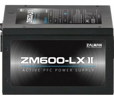 Блок питания ZALMAN Блок питания 600W ZM600-LXII черный (ATX, APFC, 20+4P, 2xPCIe 6+2P, 3хMolex, 6xSATA, 120mm fan, RTL) (ZM600-LXII)