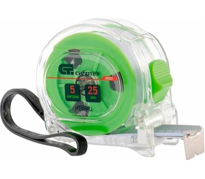 Рулетка СИБРТЕХ Рулетка Кварц,прозрачный корпус,амортизатор,3 м х 16 мм 32520