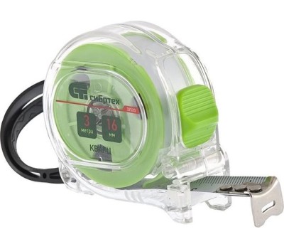 Рулетка СИБРТЕХ Рулетка Кварц,прозрачный корпус,амортизатор,3 м х 16 мм 32520