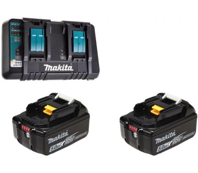 Батарея аккумуляторная MAKITA Батарея аккумуляторная BL1850Bx2 LXT, 18В, 5Ач, Li-Ion, ЗУ в комплекте [191l75-3]