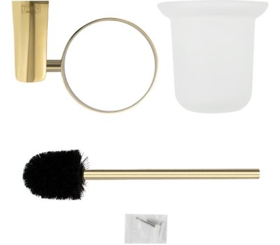 ТИТАН - Ёрш для унитаза, со стеклянной колбой, с креплением к стене, цвет ЗОЛОТО. 77162-G