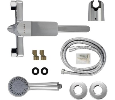 FABIA - Смеситель для ванны с длинным, плоским изливом, шаровый, с дивертором м/к на корпусе, цвет ХРОМ. 9680