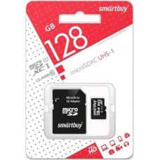 Карта памяти SMARTBUY (SB128GBSDCL10-01) MicroSDXC 128GB Class10 UHS-I U1 + адаптер
