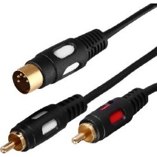 Кабель DIN REXANT (17-2512) ШНУР DIN 5 PIN - 2 RCA, ДЛИНА 1,5 МЕТРА (GOLD)
