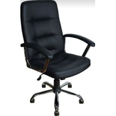 Кресло компьютерное ЯРКРЕСЛА Кр36 ТГ ХРОМ ЭКО1 (экокожа черная)