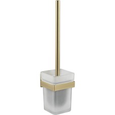 Аксессуары для ванной комнаты GFMARK 93162 Ёрш для унитаза, со стеклянной колбой, с креплением к стене из нержавеющей стали, с квадратным основанием, цвет МАТОВОЕ ЗОЛОТО