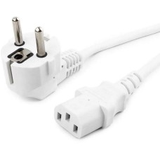 кабель CABLEXPERT Кабель питания PC-186-1-3 белый, 1.8м, Schuko(S22) - C13, Сечение провода 3x1кв.мм, с заземлением, без индивидуальной упаковки (сборка)