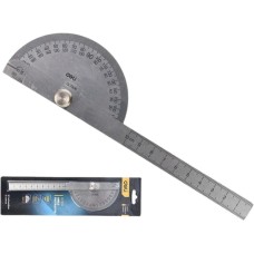 DELI Транспортир переставной с линейкой DL7306 150мм, диапазон 0-180 град., нержавеющая сталь