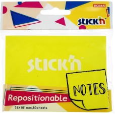 STICK`N Блок самоклеящийся бумажный 27074 76x101мм 80лист. 70г/м2 желтый неон 1цв.в упак