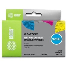 CACTUS Картридж струйный CS-CD972/3/4 №920XL голубой/желтый/пурпурный набор (43.8мл) для HP DJ 6000/6500/7000/7500 с чипом