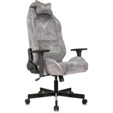 KNIGHT Кресло игровое N1 Fabric серый Light-19 с подголов. крестов. металл
