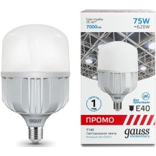 GAUSS Лампа светодиодная Elementary 60438 75Вт цок.:E40 цилин. 180B св.свеч.бел.хол. (упак.:1шт)