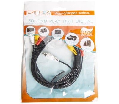 Кабель СИГНАЛ (33150) шнур 3RCA-3RCA, 1,5 м