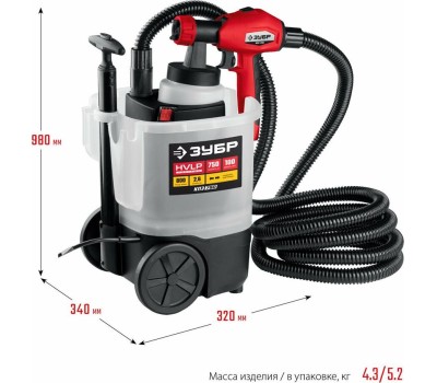 Краскопульт ЗУБР КПЭ-750 Краскопульт электрический, компрессорный, 750 Вт