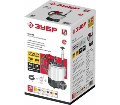 Краскопульт ЗУБР КПЭ-750 Краскопульт электрический, компрессорный, 750 Вт