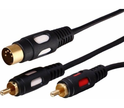 Кабель DIN REXANT (17-2512) ШНУР DIN 5 PIN - 2 RCA, ДЛИНА 1,5 МЕТРА (GOLD)