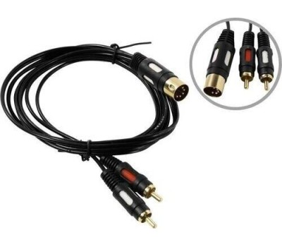 Кабель DIN REXANT (17-2512) ШНУР DIN 5 PIN - 2 RCA, ДЛИНА 1,5 МЕТРА (GOLD)