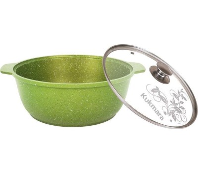 Кастрюля KUKMARA к21tsl а/пр литая 2,0л стекл/кр Trendy style lime