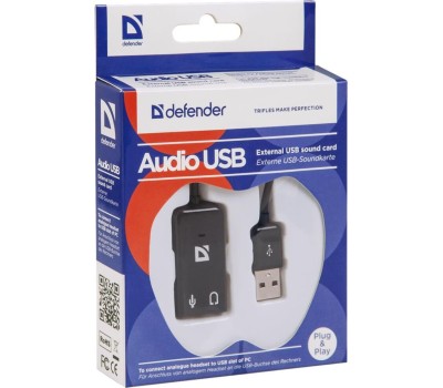 Адаптер DEFENDER (63002) Внешняя USB звуковая карта AUDIO USB