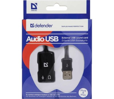Адаптер DEFENDER (63002) Внешняя USB звуковая карта AUDIO USB