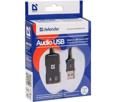 Адаптер DEFENDER (63002) Внешняя USB звуковая карта AUDIO USB