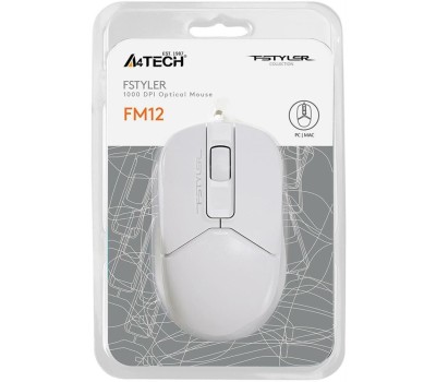 A4TECH Fstyler FM12 white (USB, оптическая, 1200dpi, 3but) (FM12 WHITE)