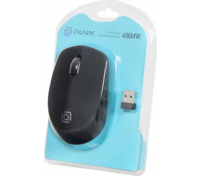 OKLICK Мышь Оклик 486MW черный/серый оптическая (1600dpi) беспроводная USB для ноутбука (3but)