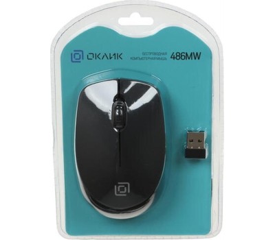 OKLICK Мышь Оклик 486MW черный/серый оптическая (1600dpi) беспроводная USB для ноутбука (3but)
