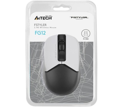A4TECH Мышь Fstyler FG12S Panda белый/черный оптическая 1200dpi silent беспров. USB 3but