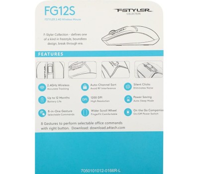 A4TECH Мышь Fstyler FG12S Panda белый/черный оптическая 1200dpi silent беспров. USB 3but