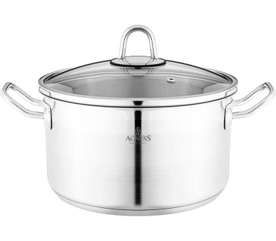 Кастрюля AGNESS 916-453 нерж. со стекл.крышкой 22X12см 4,2л