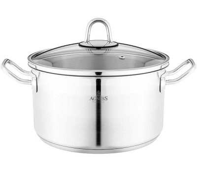 Кастрюля AGNESS 916-453 нерж. со стекл.крышкой 22X12см 4,2л