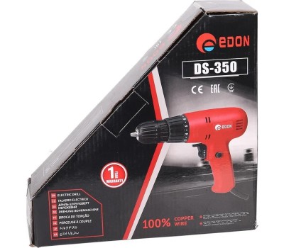 Сетевая дрель-шуруповерт EDON DS-350 черный/красный 19525 400Вт