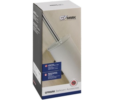 Аксессуары для ванной комнаты GFMARK 93162 Ёрш для унитаза, со стеклянной колбой, с креплением к стене из нержавеющей стали, с квадратным основанием, цвет МАТОВОЕ ЗОЛОТО