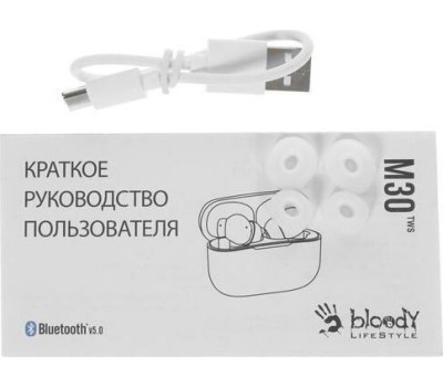 A4TECH Наушники Bloody M30, Bluetooth, внутриканальные, белый [m30 (white)]