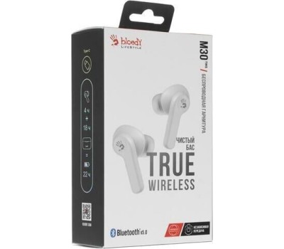 A4TECH Наушники Bloody M30, Bluetooth, внутриканальные, белый [m30 (white)]