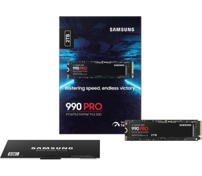 Накопитель SSD SAMSUNG SSD накопитель 990 Pro MZ-V9P2T0BW 2ТБ, M.2 2280, PCIe 4.0 x4, NVMe, M.2